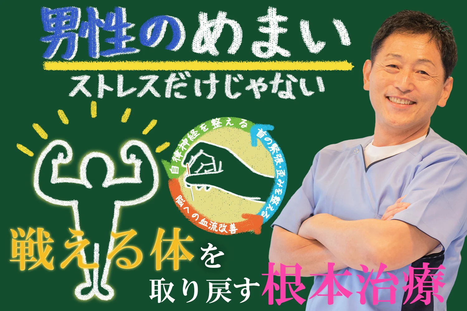 ストレスだけじゃない男性のめまい。戦える体を取り戻す根本治療をご紹介します。