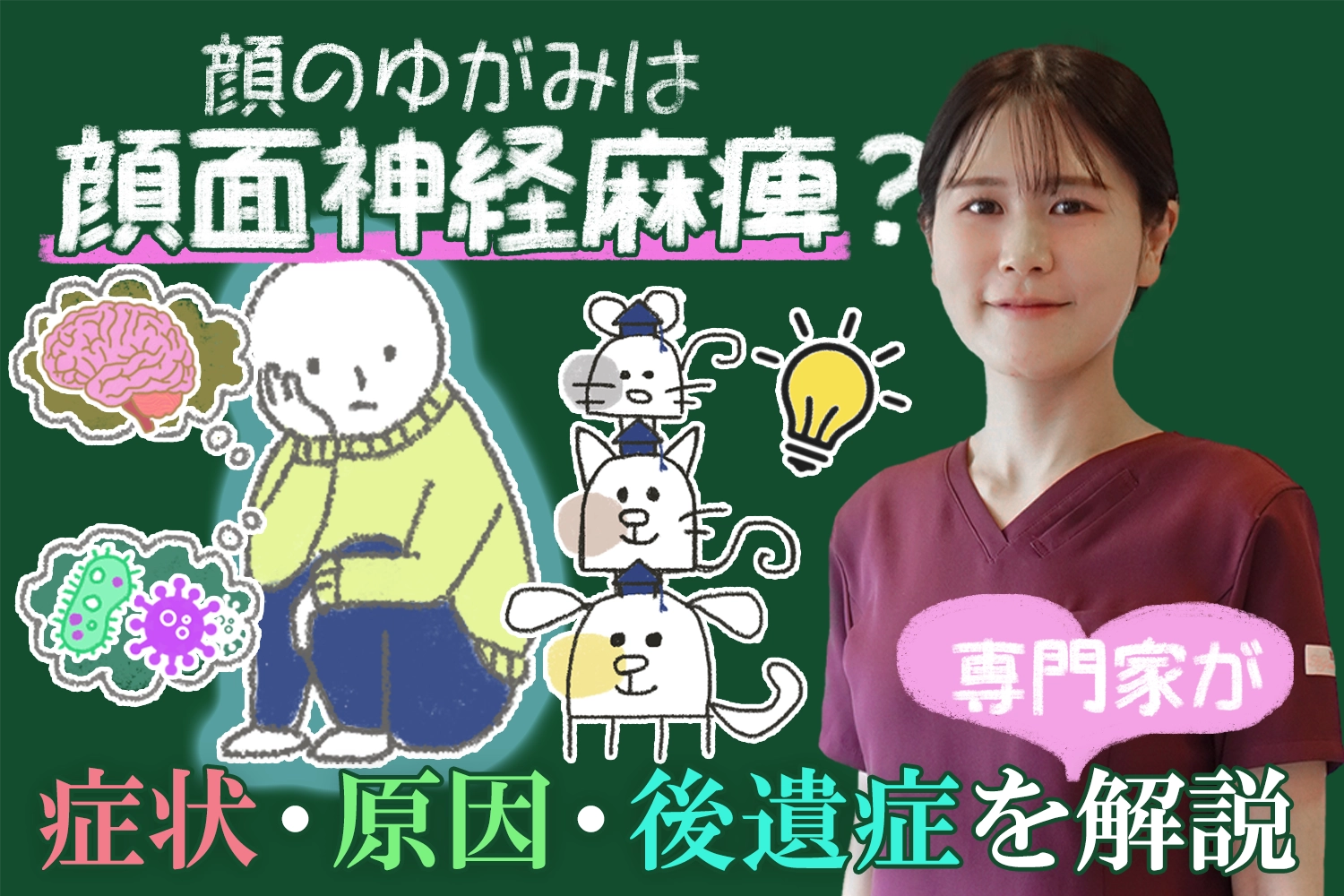 その顔のゆがみは顔面神経麻痺かも？症状・原因・後遺症を専門家が分かりやすく解説します